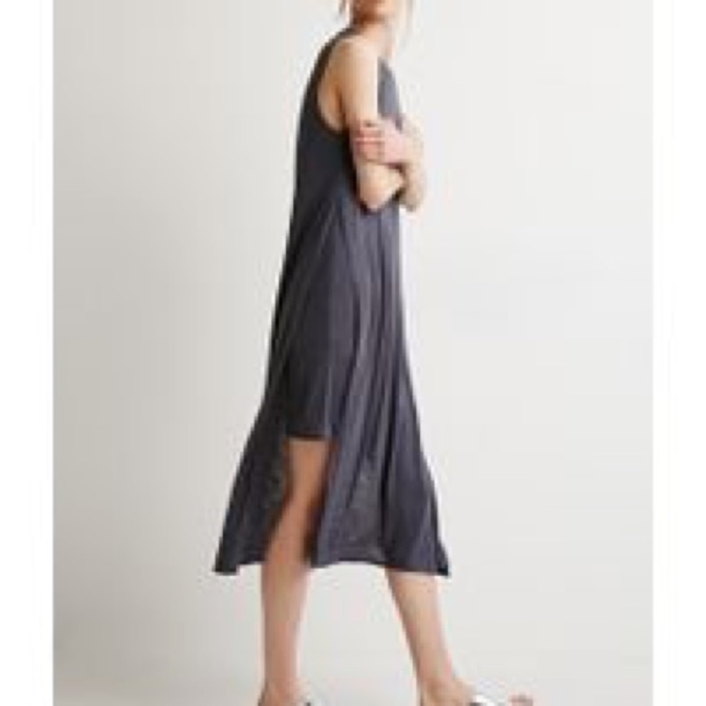 Grey High Slit Midi Dress